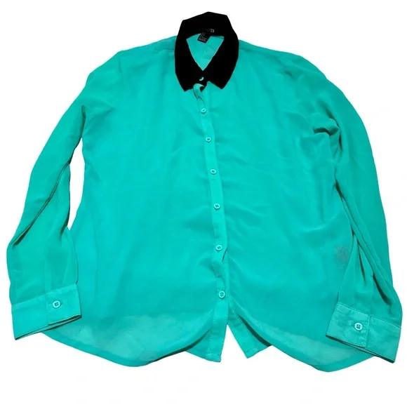 Blouse Sheer à Col Noué Forever 21 - Taille S - Corail - Neuve Avec étiquette
